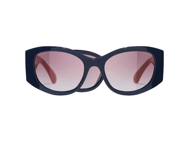 Chanel Chanel Oval Sunglasses In Navy Blue-Burgundy Acetate Frame With Burgundy-Gradient Lenses (Ref.5524-1768-S1) - view 1