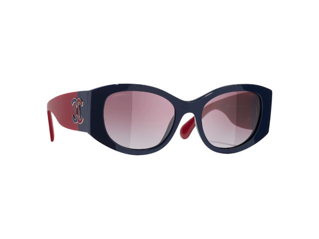Chanel Chanel Oval Sunglasses In Navy Blue-Burgundy Acetate Frame With Burgundy-Gradient Lenses (Ref.5524-1768-S1) - view 2