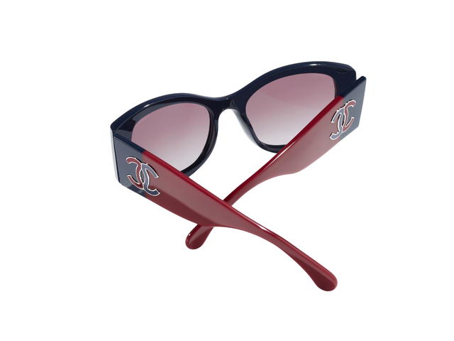 Chanel Chanel Oval Sunglasses In Navy Blue-Burgundy Acetate Frame With Burgundy-Gradient Lenses (Ref.5524-1768-S1) - view 4