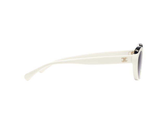 Chanel Chanel Oval Sunglasses In White-Black Acetate Frame With Gray Polarized Gradient Lenses - view 3