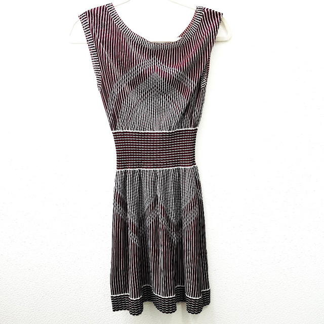 Chanel CHANEL P47925 Stripe Summer Dress Sleeveless Top Dress Rayon Black x Red x White - view 1