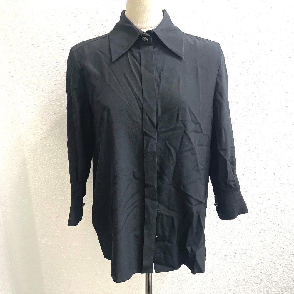 Chanel CHANEL P52246 15B blouse Long sleeve shirt silk Black
