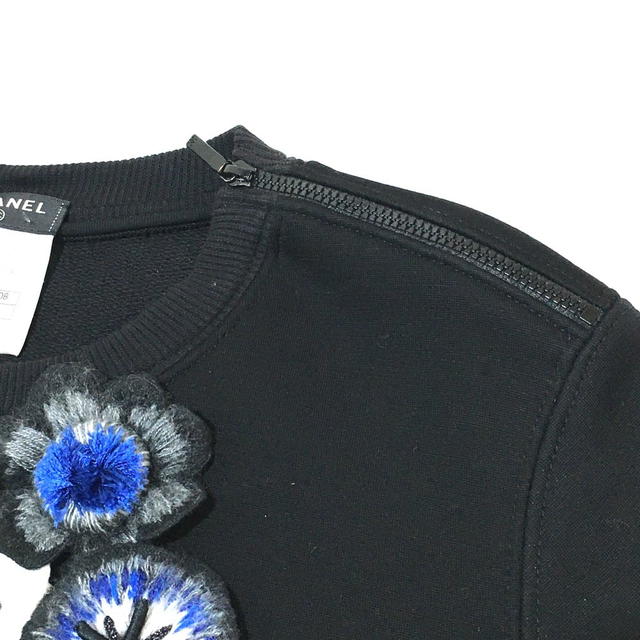 Chanel CHANEL P52492 15B Camellia Trainer Shoulder Zipper Sweater Black x blue - view 5
