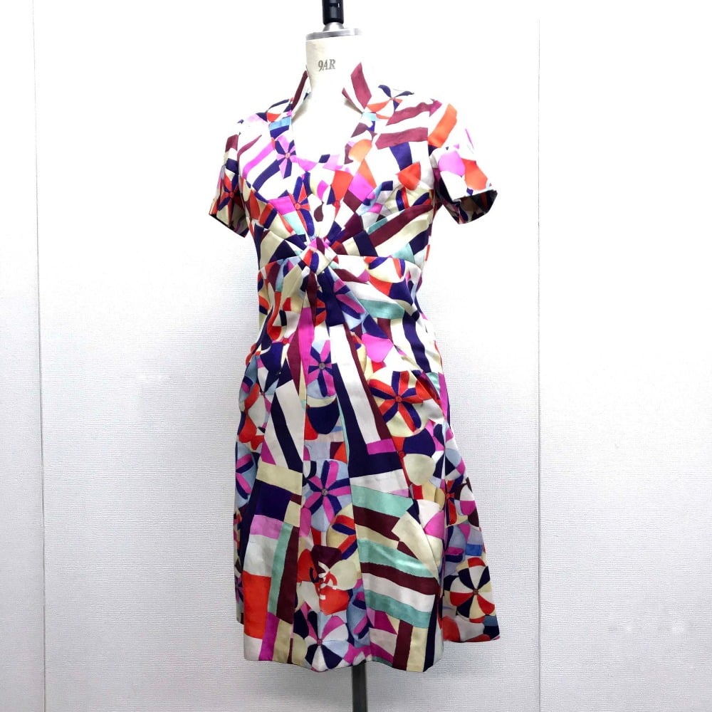 Chanel CHANEL P53088 Flower 16C Short sleeves Knee length Dress silk Multicolore 36