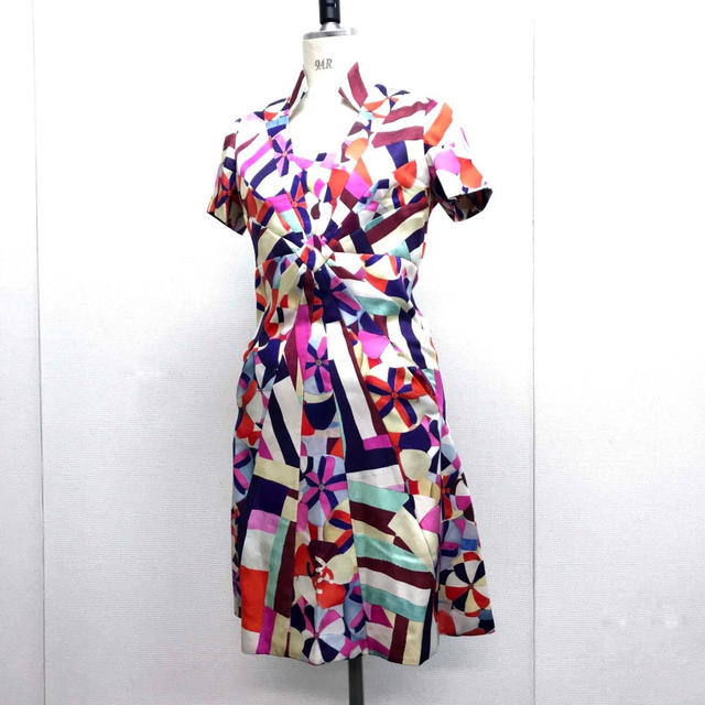 Chanel CHANEL P53088 Flower 16C Short sleeves Knee length Dress silk Multicolore 36 - view 1