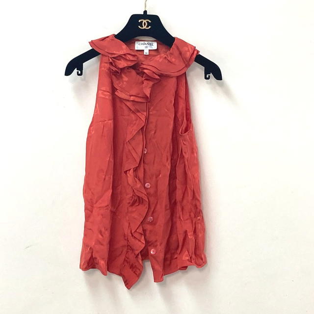 Chanel CHANEL P72306 22P Logo all over pattern frill Sleeveless Tops Apparel Blouse Cut - view 2