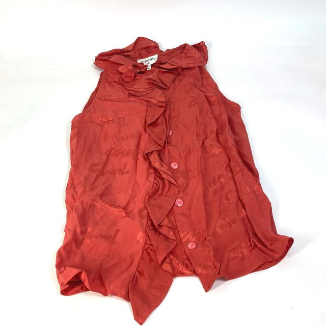 Chanel CHANEL P72306 22P Logo all over pattern frill Sleeveless Tops Apparel Blouse Cut - view 4