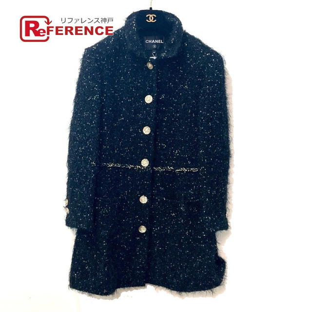 Chanel CHANEL P73115 22A Glitter Tweed Matelasse CC Mark Button outer Long coat Black - view 1