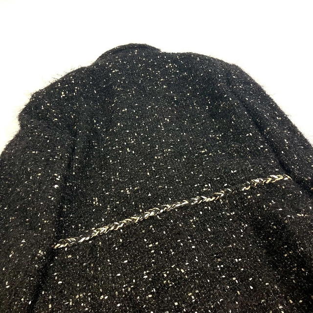 Chanel CHANEL P73115 22A Glitter Tweed Matelasse CC Mark Button outer Long coat Black - view 5