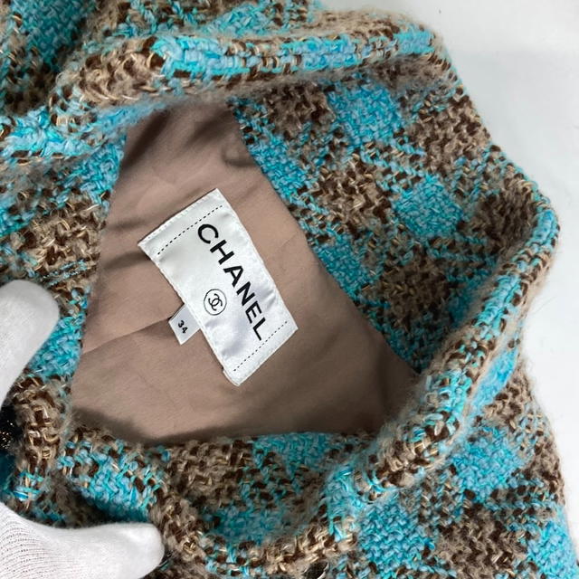 Chanel CHANEL P73646 CC Mark Bijoux rhinestone buttons Mixed tweed 22K 22K Long coat - view 4