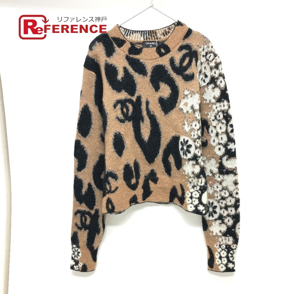 Chanel CHANEL P75361 23A CC Mark Leopard Knitted Long Sleeve sweater Cashmere Unused