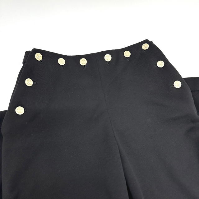 Chanel CHANEL P76230 CC Mark button wide Pants cotton Black Unused - view 4