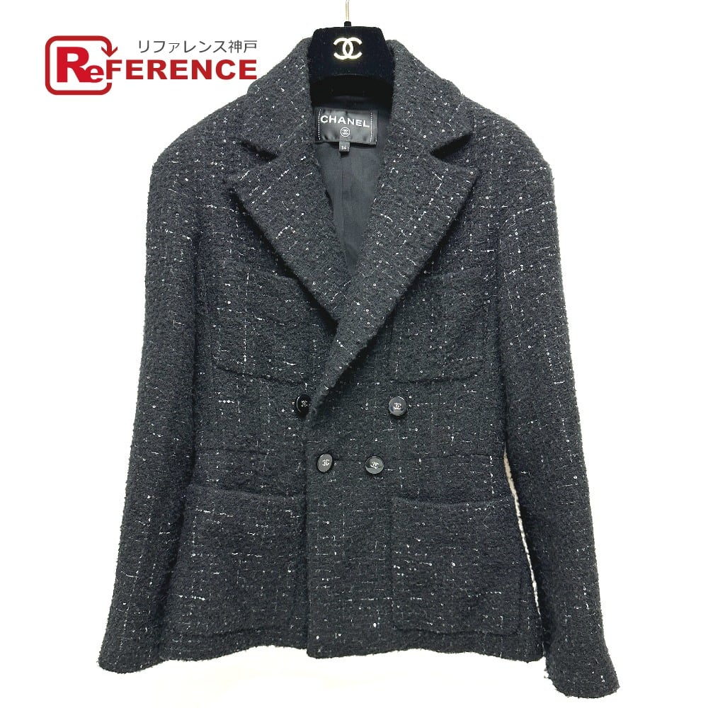 Chanel CHANEL P78012 24B Glitter Tweed apparel Jacket tweed Black
