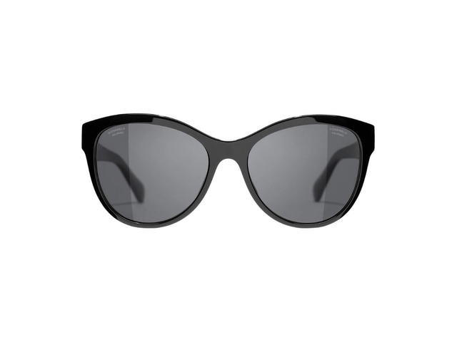 Chanel Chanel Pantos Sunglasses In Black Acetate Frame-Gold Lettering With Grey-Polarized Lenses - view 1