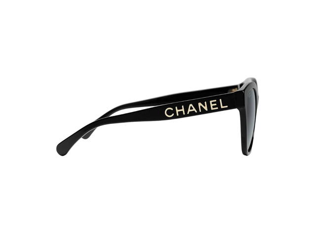 Chanel Chanel Pantos Sunglasses In Black Acetate Frame-Gold Lettering With Grey-Polarized Lenses - view 3
