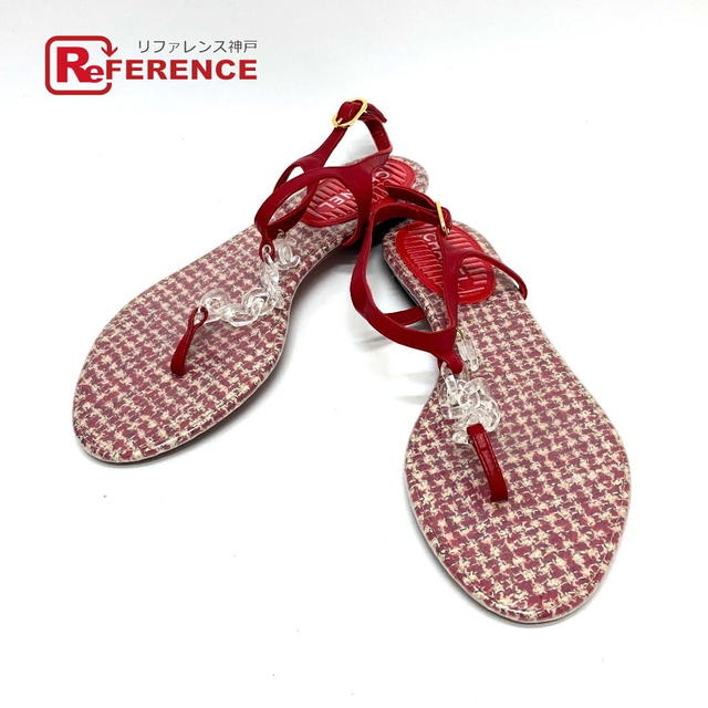 Chanel CHANEL petanko flat shoes CC CC Mark Tweed PlasticChain Sandals - view 1