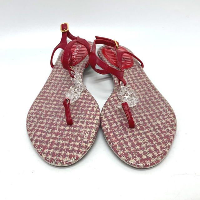 Chanel CHANEL petanko flat shoes CC CC Mark Tweed PlasticChain Sandals - view 3