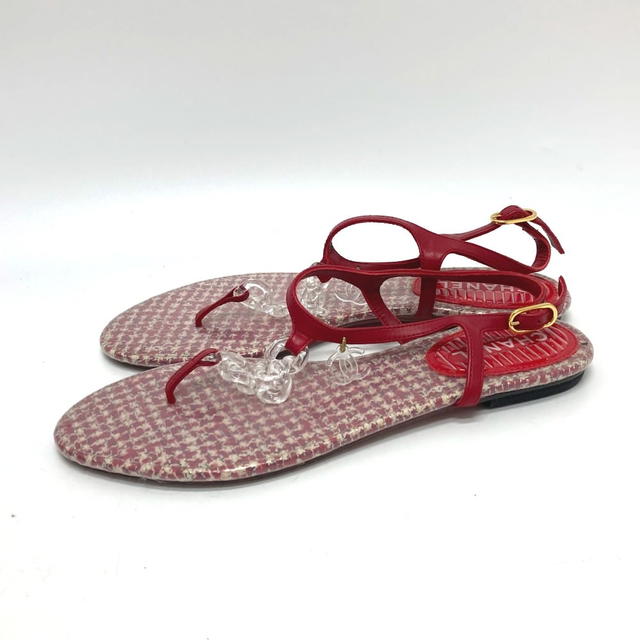 Chanel CHANEL petanko flat shoes CC CC Mark Tweed PlasticChain Sandals - view 4