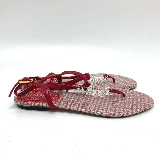 Chanel CHANEL petanko flat shoes CC CC Mark Tweed PlasticChain Sandals - view 5