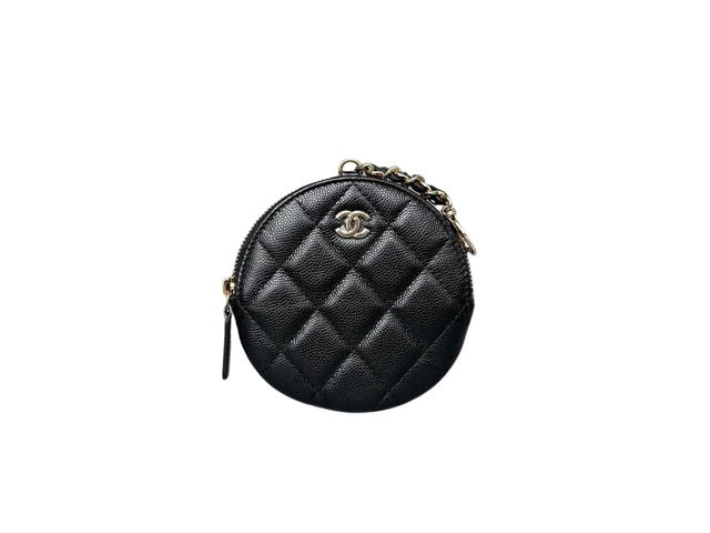 Chanel Chanel Pouch In Round Shape Grined Calfskin With Gold Hardware Black - view 1