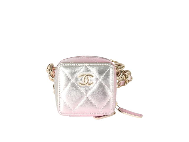 Chanel Chanel Quilted Coco Punk Cube With Chain Bag In Metallic Lambskin Pink - view 1
