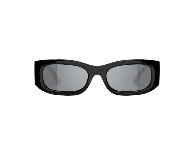 Chanel Chanel Rectangle Sunglasses In Acetate Black And White With Dark Grey Polarized Lenses (Ref.5525-1656-T8) - view 2