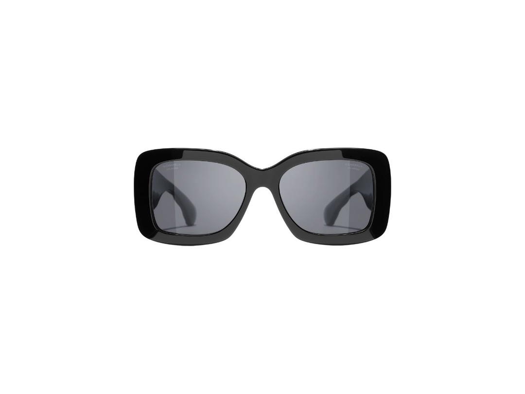 Chanel Chanel Rectangle Sunglasses In Black Acetate Frame-CC Logo Quilted Detail With Grey Gradient Lenses