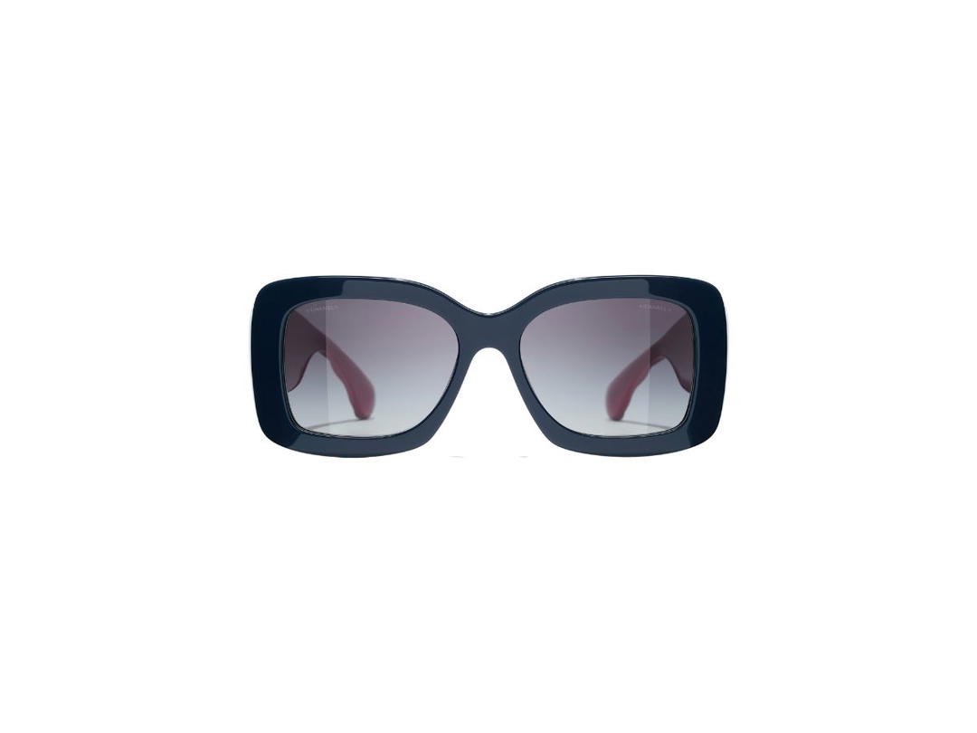 Chanel Chanel Rectangle Sunglasses In Acetate Blue-Pink With Grey-Gradient Lenses