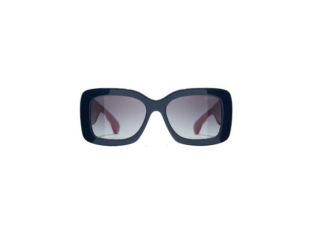 Chanel Chanel Rectangle Sunglasses In Acetate Blue-Pink With Grey-Gradient Lenses - view 1