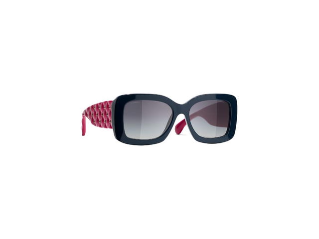 Chanel Chanel Rectangle Sunglasses In Acetate Blue-Pink With Grey-Gradient Lenses - view 2