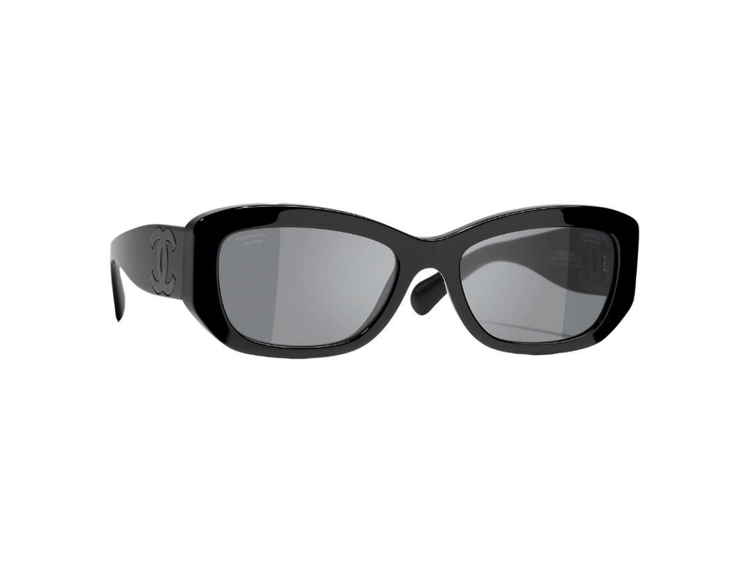 Chanel Chanel Rectangle Sunglasses In Black Acetate-Black CC Logo With Mirror Lenses