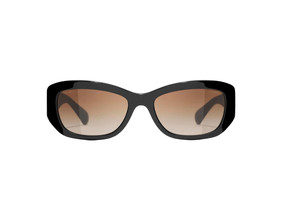 Chanel Chanel Rectangle Sunglasses In Black Acetate With Brown Lenses