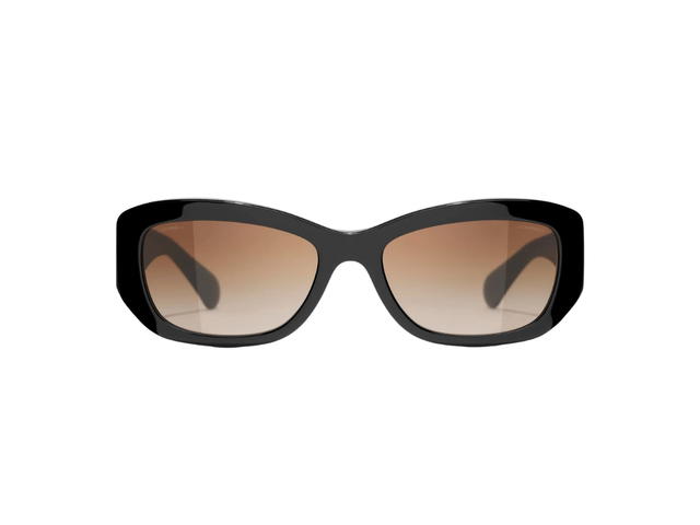 Chanel Chanel Rectangle Sunglasses In Black Acetate With Brown Lenses - view 1