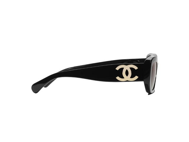 Chanel Chanel Rectangle Sunglasses In Black Acetate With Brown Lenses - view 3