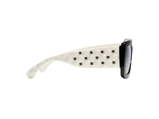 Chanel Chanel Rectangle Sunglasses In Black-White Acetate Frame With Gradient Gray Lenses - view 3