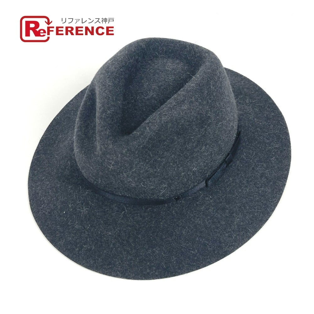 Chanel CHANEL Ribbon Logo Ribbon CC Mark hat bucket hat bob hat Rabbit gray/Black