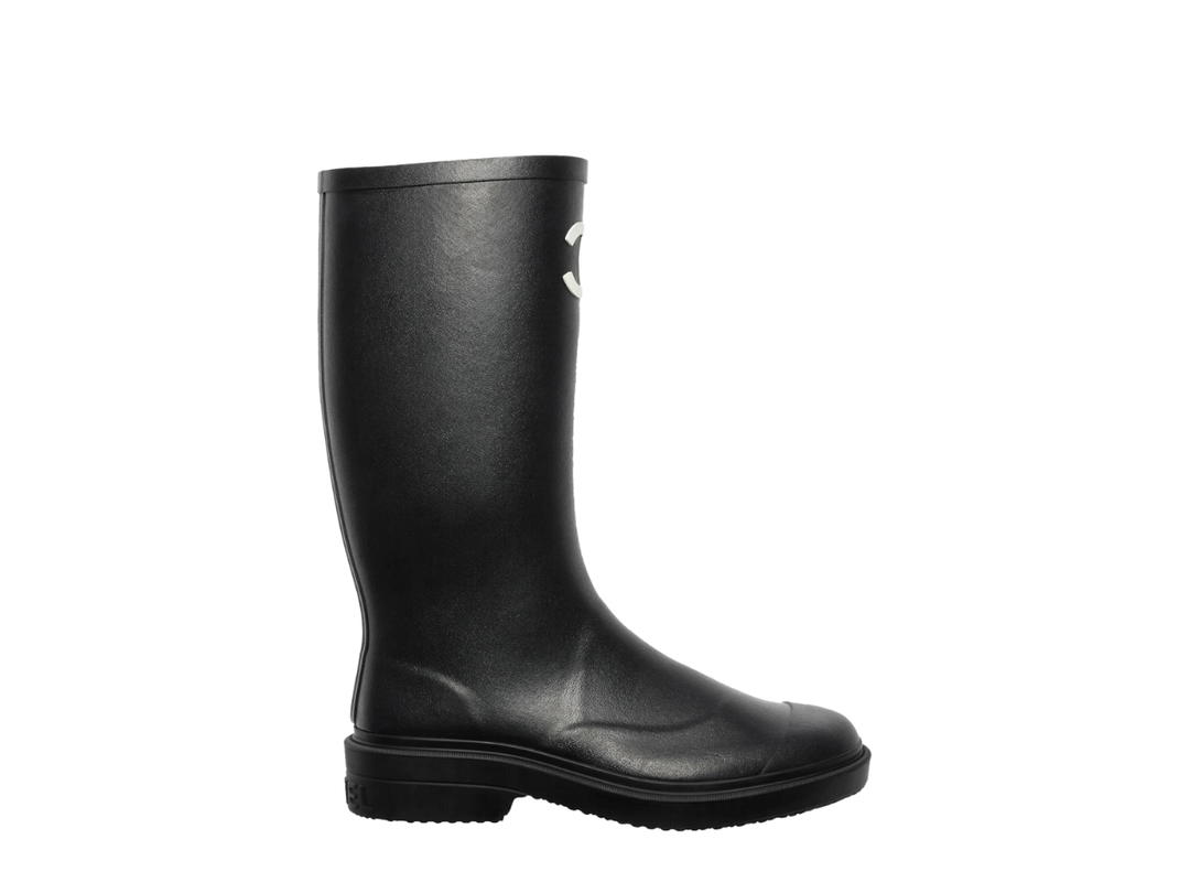 Chanel Chanel Rubber Rain Boots Caoutchouc and Black (W)