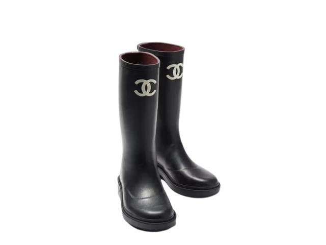 Chanel Chanel Rubber Rain Boots Caoutchouc and Black (W) - view 2