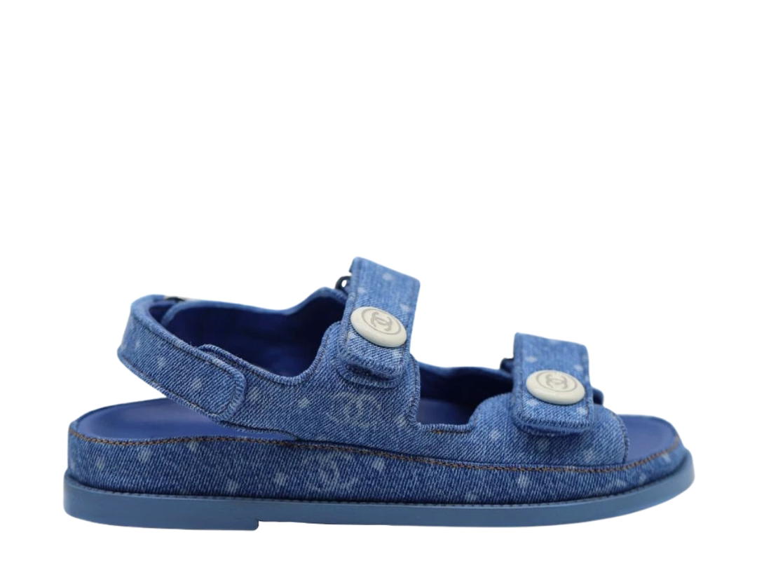 Chanel Chanel Sandals In Printed Denim Light Blue (W)