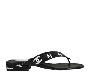 Buy Chanel Sandals In Printed Lambskin Black White (W) at Sasom – Authentic and Ready to Ship