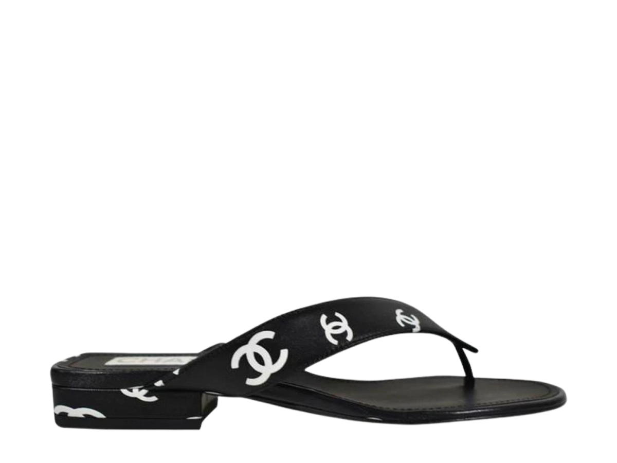 Chanel Chanel Sandals In Printed Lambskin Black White (W)