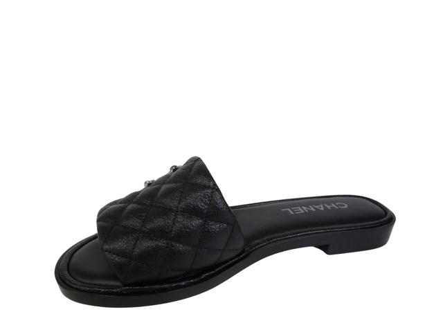 Chanel Chanel Sandals In Shiny Goatskin and Metal Black - view 2