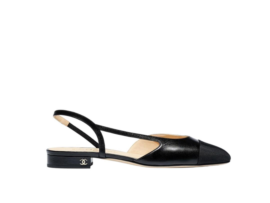 Chanel Chanel Slingbacks In Goatskin Grosgrain Black