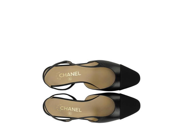 Chanel Chanel Slingbacks In Goatskin Grosgrain Black - view 3