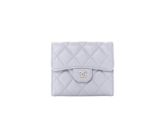 Chanel Chanel Small Classic Flap Wallet In Grained Calfskin With Silver Hardware Light Purple - view 1