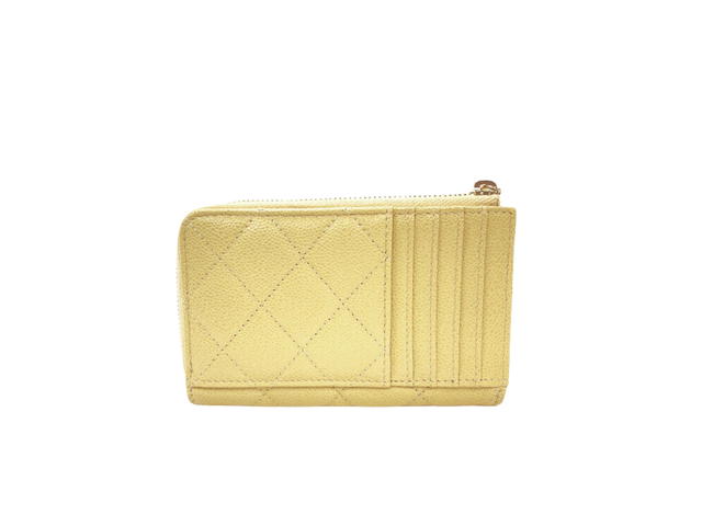 Chanel Chanel Small Wallet In Grained Calfskin With Gold-Tone Hardware Yellow - view 2