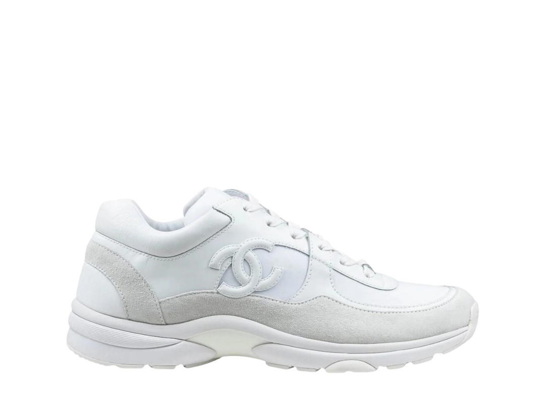 Chanel Chanel Sneaker Suede Calfskin Fabric White (W)