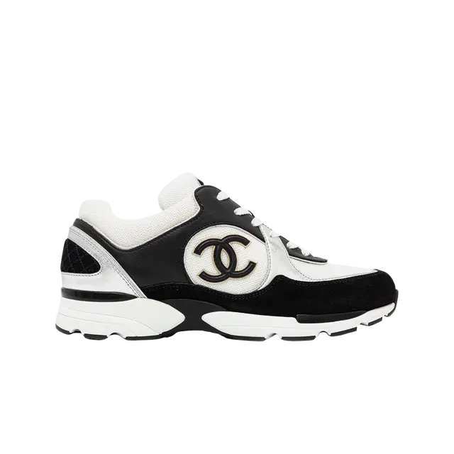 Chanel Chanel Sneakers Calfskin Fabric & Black White Silver - view 2