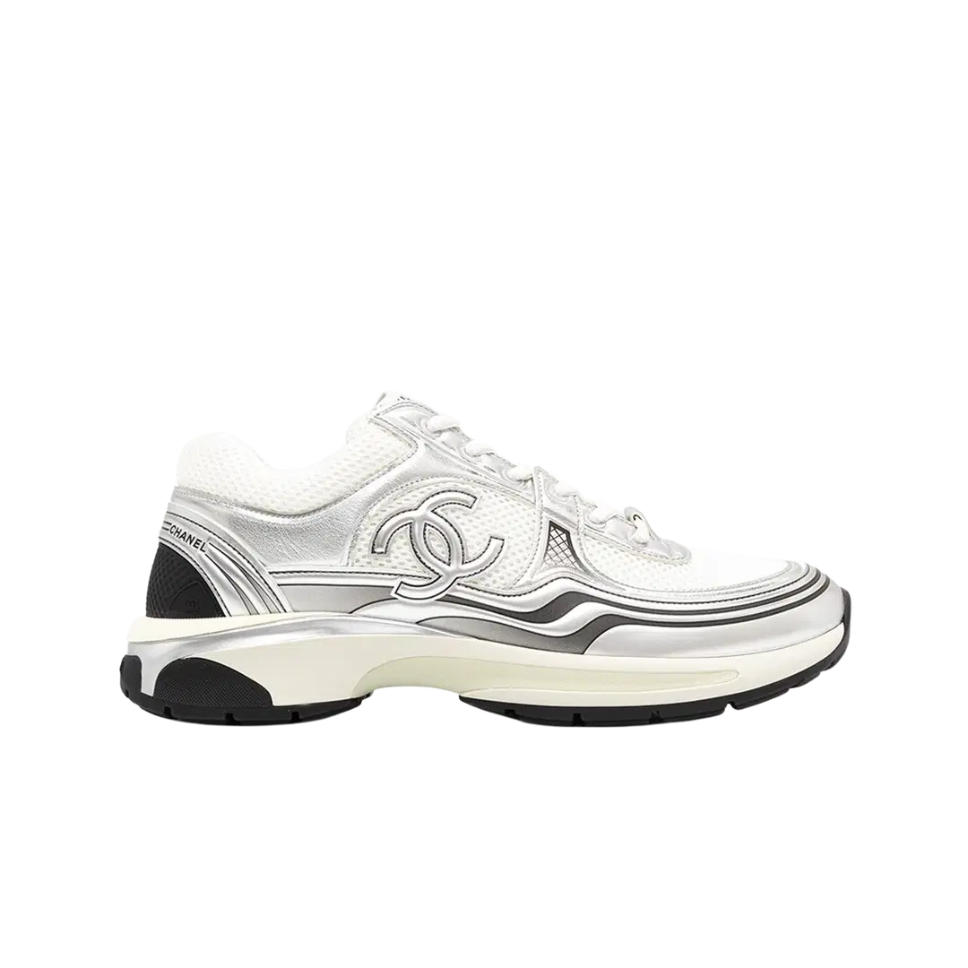 Chanel Chanel Sneakers Fabric Laminated & White Silver