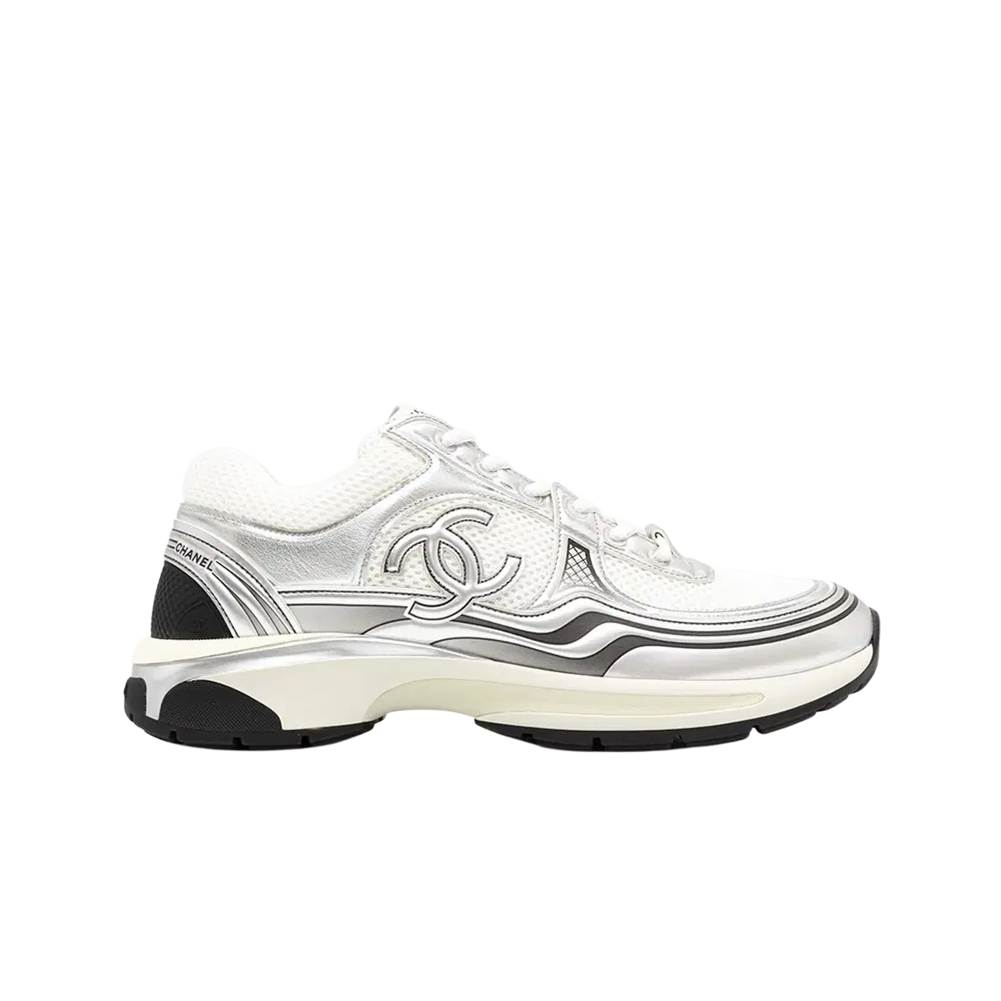 Chanel Chanel Sneakers Fabric Laminated & White Silver